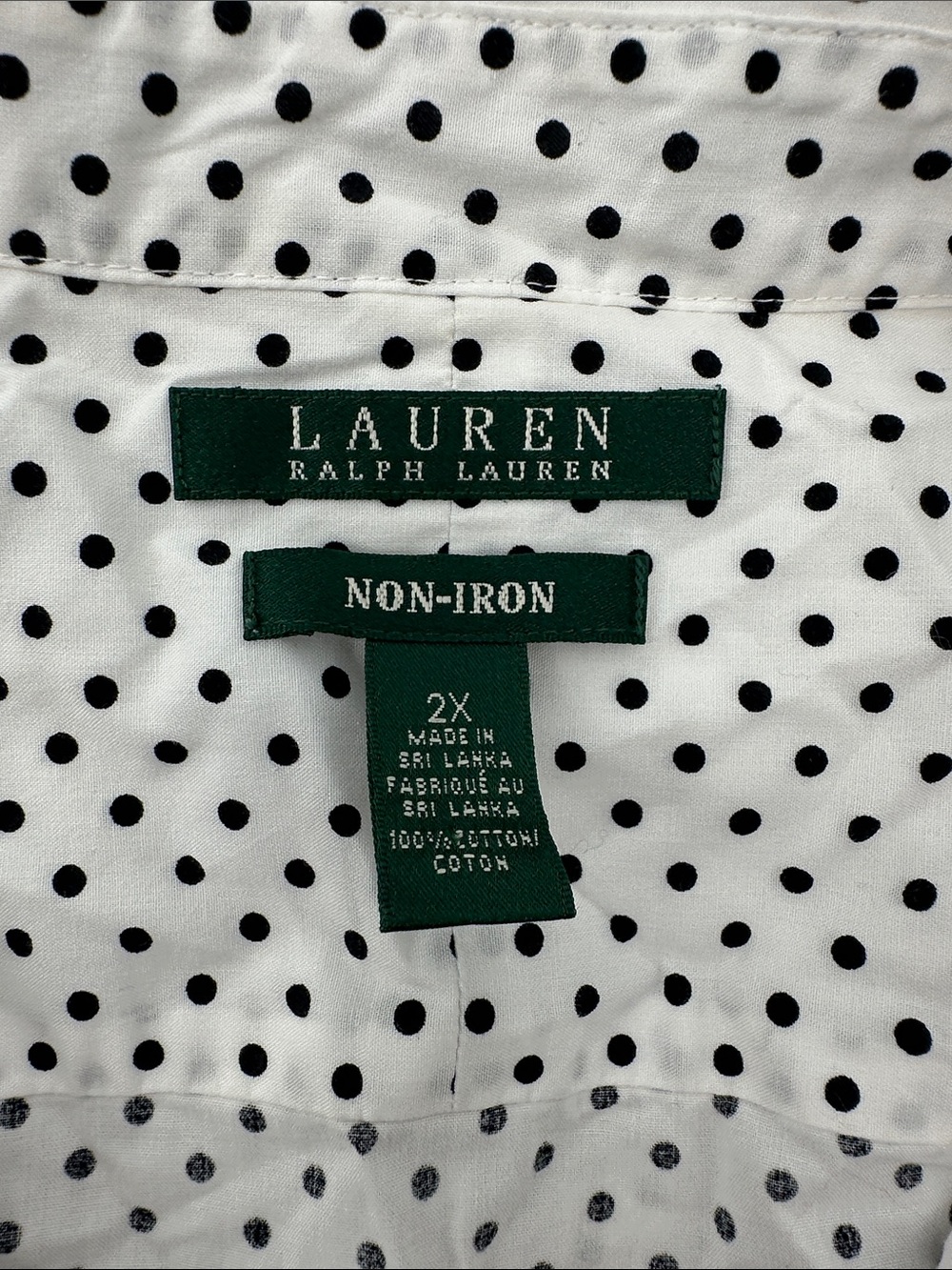 Lauren Ralph Lauren White Shirt with Black Polka Dots - Picture 3 of 3